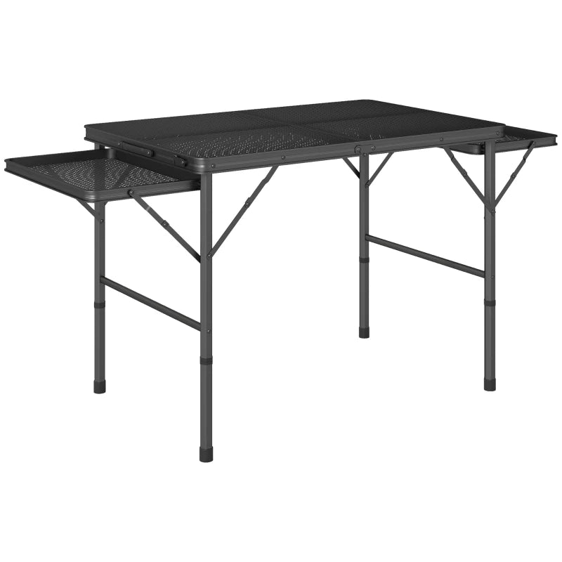 Black Folding Grill & Camping Table – 4.5ft with Wing Panels