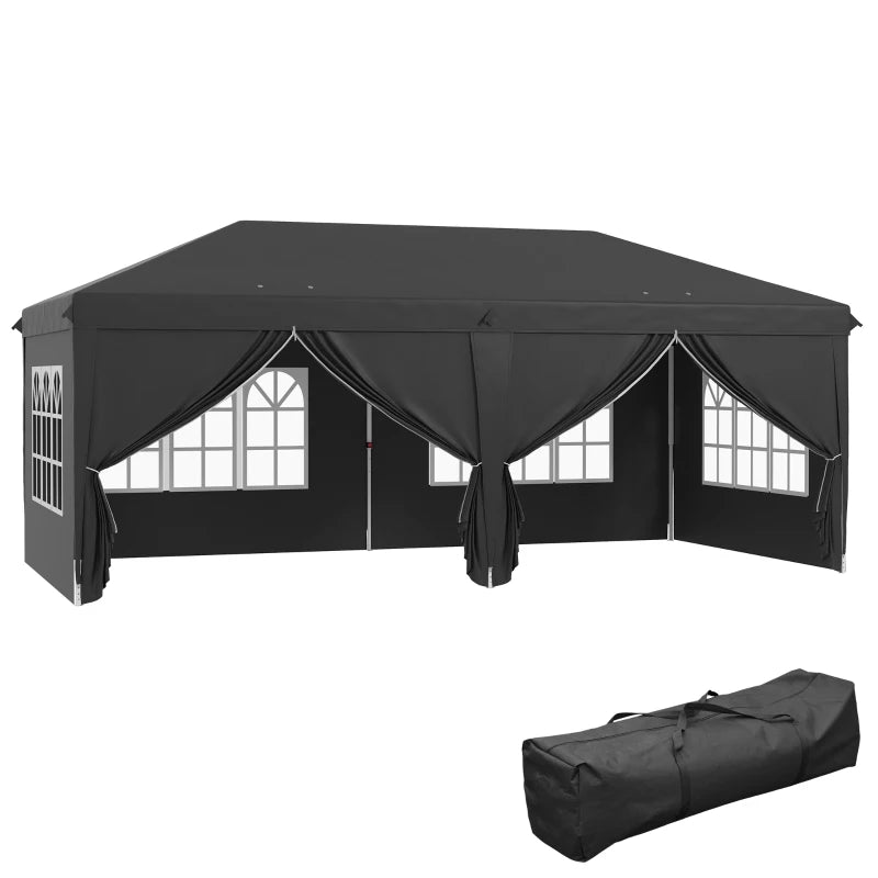 Wedding and Camping Pop-Up Gazebo with Adjustable Height, Sides & Storage Bag 3x6m