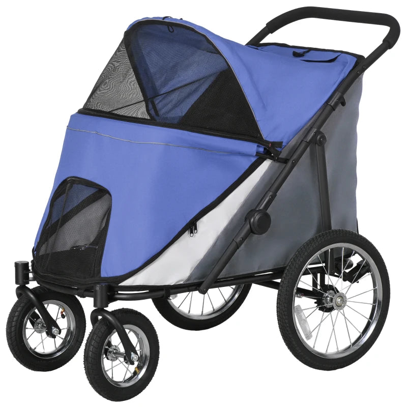 Blue Foldable Stroller for Medium & Large Dogs & Cats