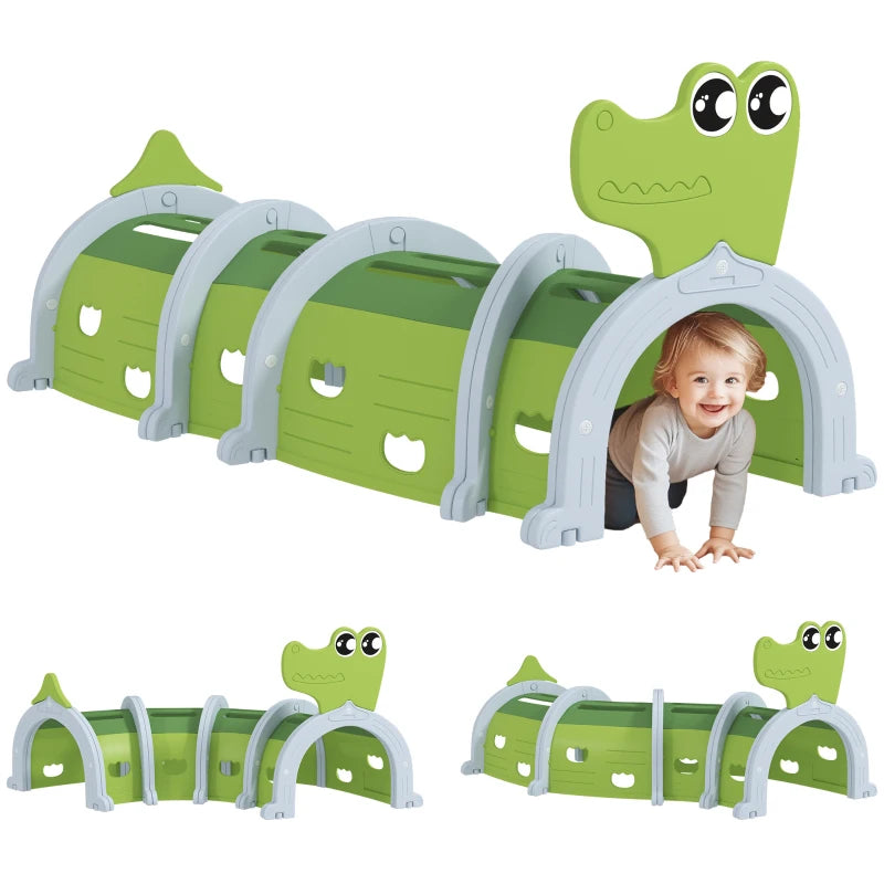Crocodile Design Kids Play Tunnel for Ages 3-6 – Fun Crawl and Climb Activity Toy