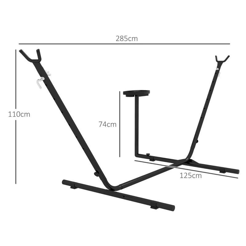 Heavy Duty 9.4ft Hammock Stand with Side Tray Steel Frame for Multiple Hammock Styles