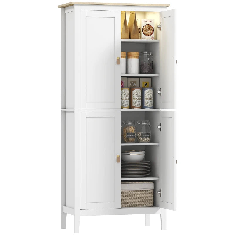 Motion Sensor LED Pantry Cupboard, 176.5 cm, White Storage Cabinet