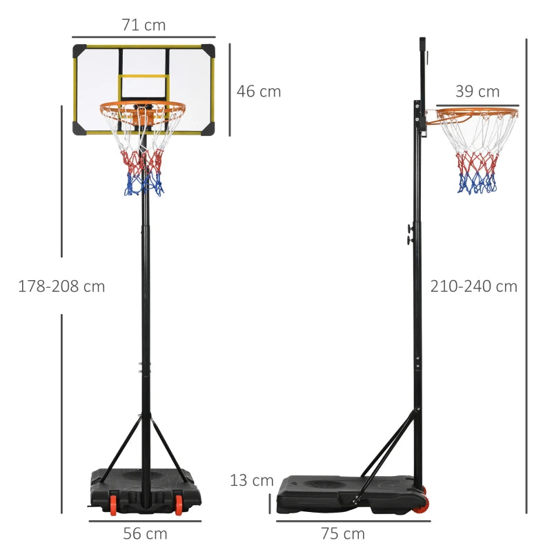 Basketball Stand – Firm Backboard, Portable Wheels, Yellow