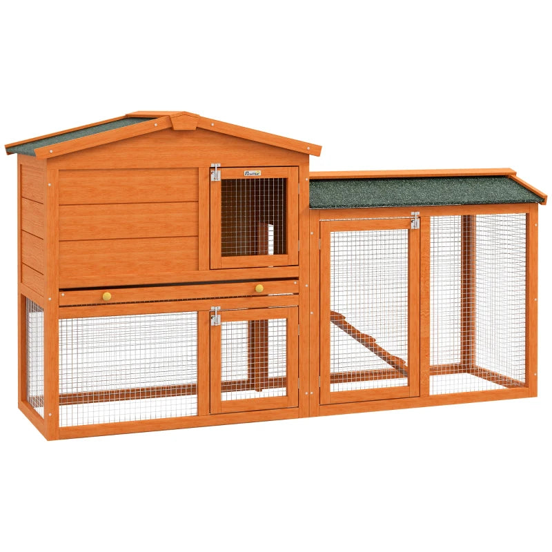 Two-Level Rabbit Hutch with Easy Clean Tray