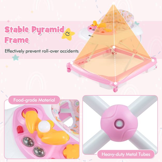 Toddler Push Walker with Activity Center and 3 Adjustable Heights