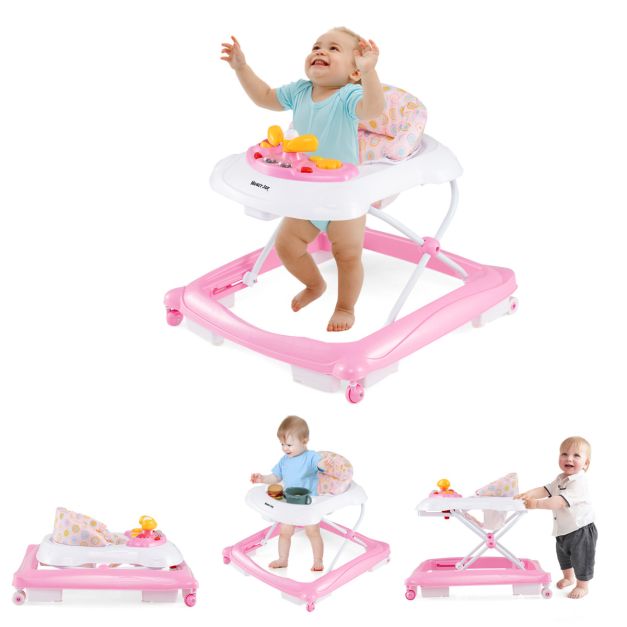 Toddler Push Walker with Activity Center and 3 Adjustable Heights