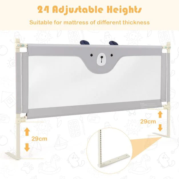 Toddler Bed Rail with 24 Adjustable Height Levels for Safe Sleeping
