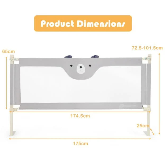 Toddler Bed Rail with 24 Adjustable Height Levels for Safe Sleeping