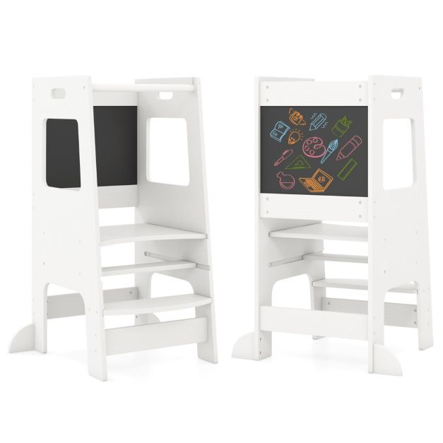 Kitchen Helper Step Stool for Toddlers with Chalkboard