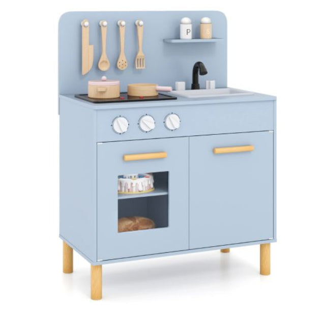 Kids Play Kitchen with Lighted Stove and Realistic Cooking Sounds