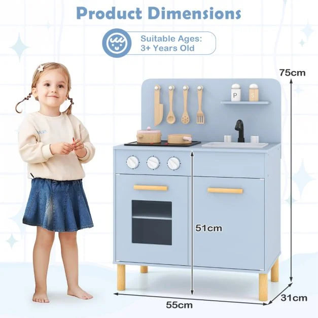 Kids Play Kitchen with Lighted Stove and Realistic Cooking Sounds