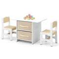 Kids Wooden Activity Table Set with 2 Chairs and Storage Bins