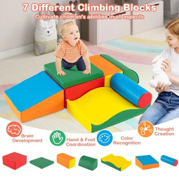 7-Piece Colorful Toddler Climbing Toys Set with EPE Foam