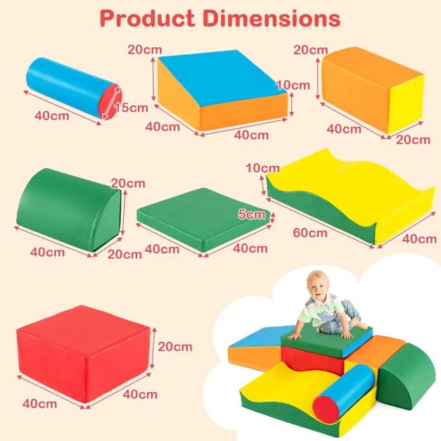7-Piece Colorful Toddler Climbing Toys Set with EPE Foam