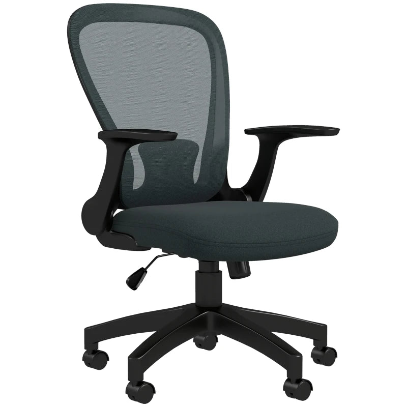 Grey Office Chair with Lumbar Support & Wheels