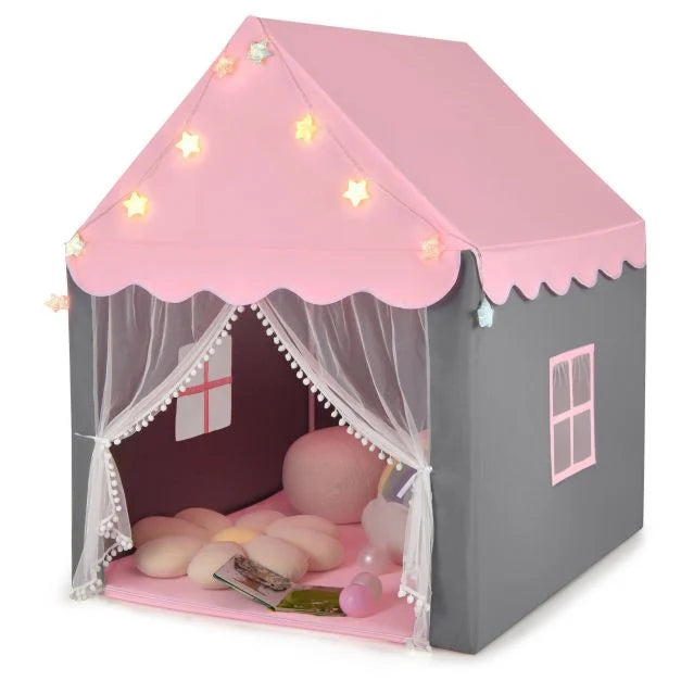 Fun & Large Kids Playhouse with Washable Mat and Enchanting Star Lights