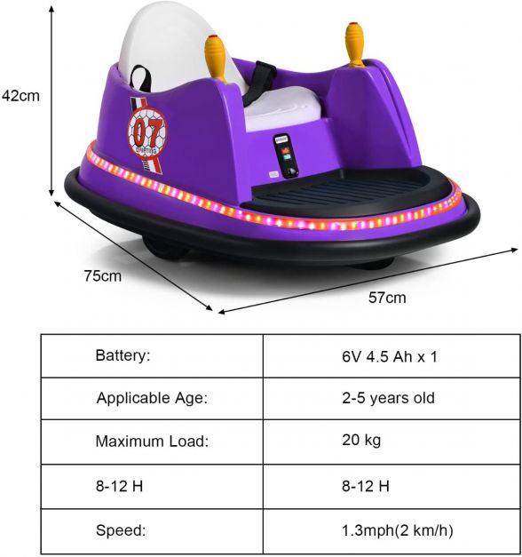 Kids Ride-On Bumper Car with Colorful Flashing Lights & Music
