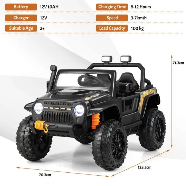 12V Kids Electric Ride-On Car with Music, LED Lights, and Fun Features