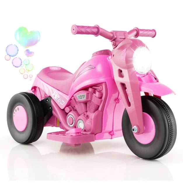 Kids Electric 6V Ride-On Bike with Bubble Maker