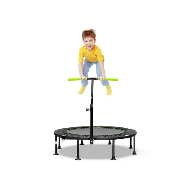 Kids 110 cm Mini Trampoline with Adjustable Handrail for Balance