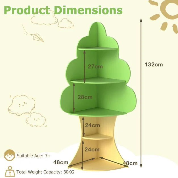 Tree-Shaped 5-Tier Bookshelf for Kids – Children’s Book Display Rack