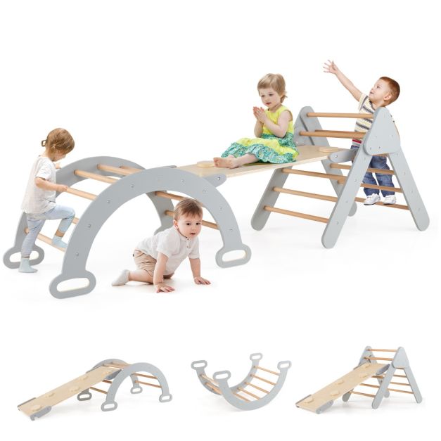 7-in-1 Toddler Climbing Frame with 6-Piece Indoor Baby Soft Play Set