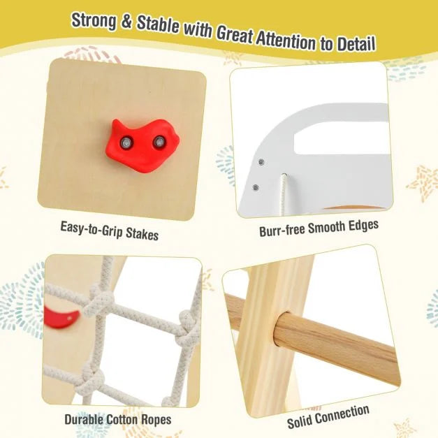 8-in-1 Wooden Jungle Gym Playset with Climber and Monkey Bars