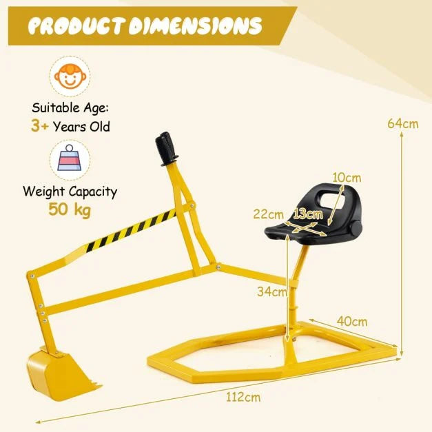 Rotating Sandbox Digger Toy for Kids with Dual Controls and Flexible Shovel