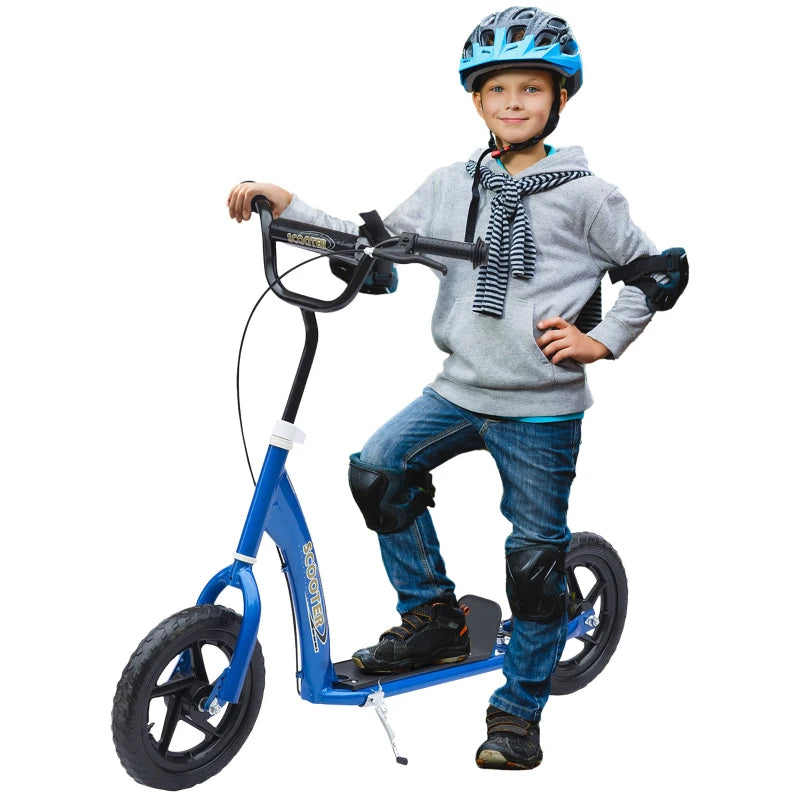 Big Wheel Kick Scooter for Kids 5-12 with Rear Brake & 12" EVA Tyres – Blue