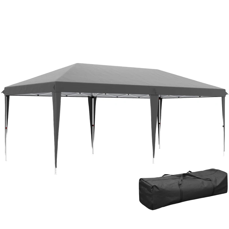 Steel Frame Pop-Up Gazebo in Grey – Reliable Outdoor Shade Solution, 6 x 3m