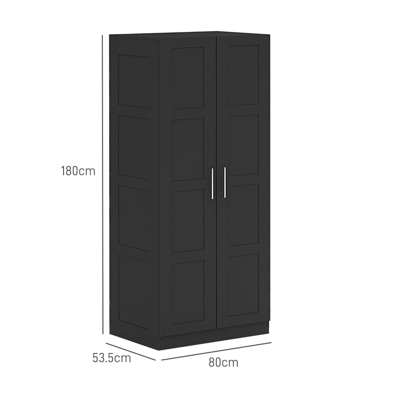 Double Door Wardrobe with Shelving – Black Bedroom Closet