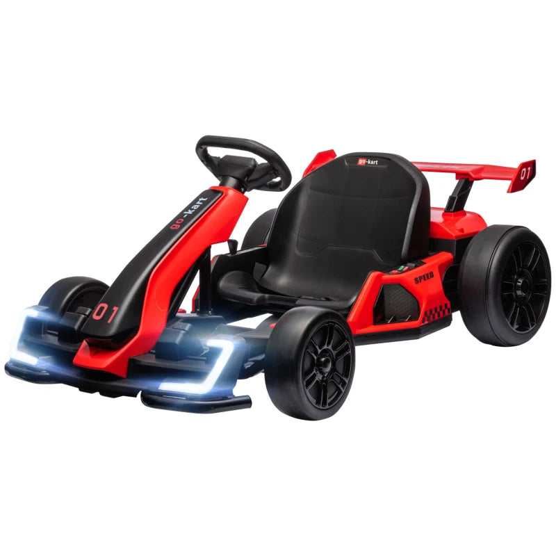 Electric Go Kart for Kids Ages 6-12 – 24V Battery, Adjustable Seat, Red Finish