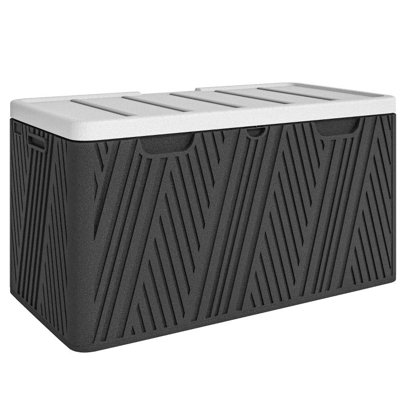 Waterproof Outdoor Storage Box with Lockable Lid Durable Garden Organizer, Black (380L)