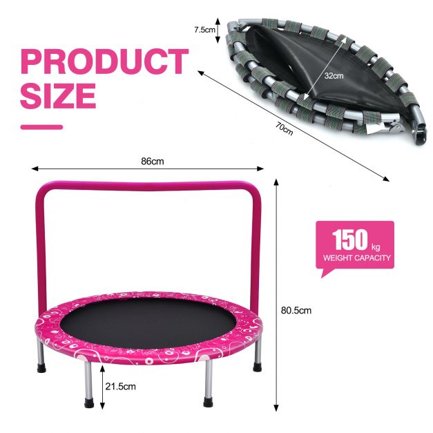 Outdoor Folding Trampoline for Children with Safety Padding and Handle