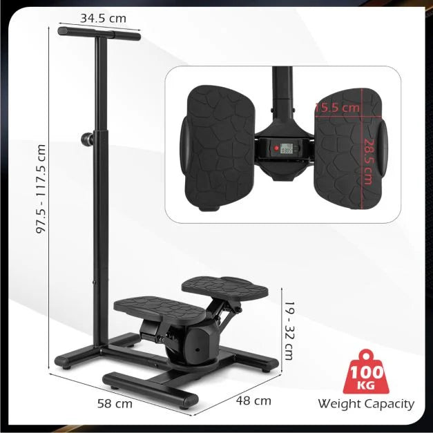 Adjustable Handlebar Twist Stepper with LCD Display