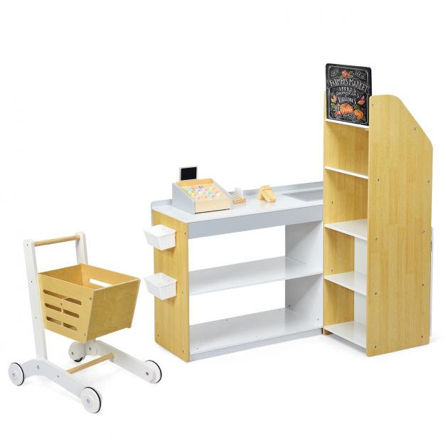 Kids Supermarket Toy Set with Shopping Cart and Realistic Play Features