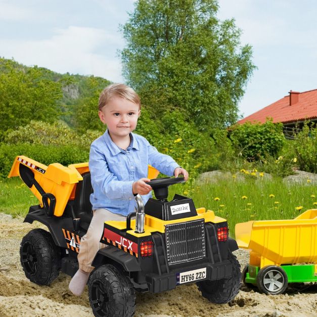 3-Speed Electric Ride-On Dump Truck for Kids with Remote Control & Music