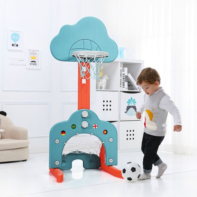 3-in-1 Toddler Basketball Hoop Set with 5 Adjustable Height Levels