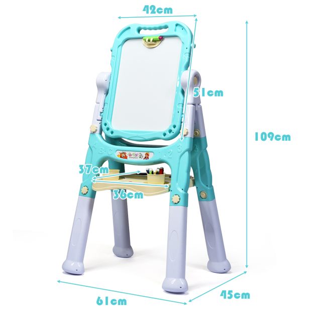 Double-Sided Kids Easel with Magnetic Board for Painting and Art