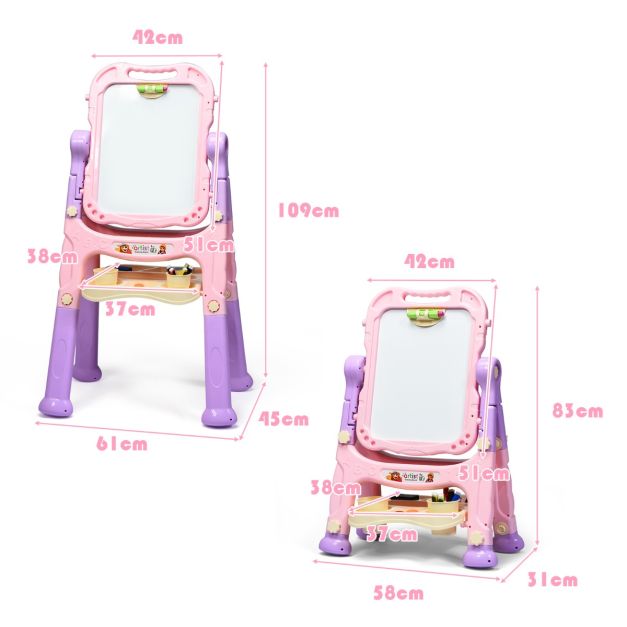 Double-Sided Kids Easel with Magnetic Board for Painting and Art