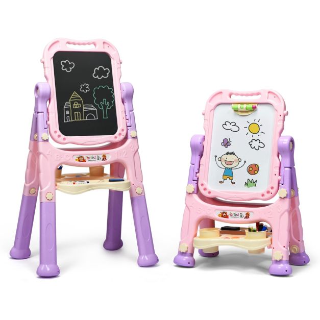 Double-Sided Kids Easel with Magnetic Board for Painting and Art