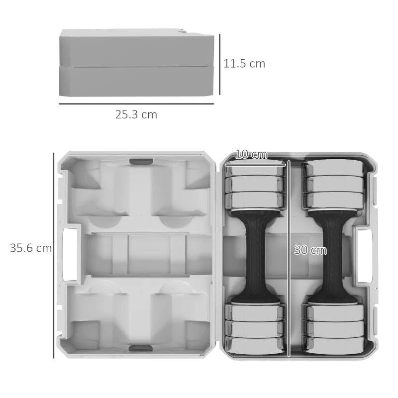 10kg x 2 Adjustable Dumbbells with Carry Box
