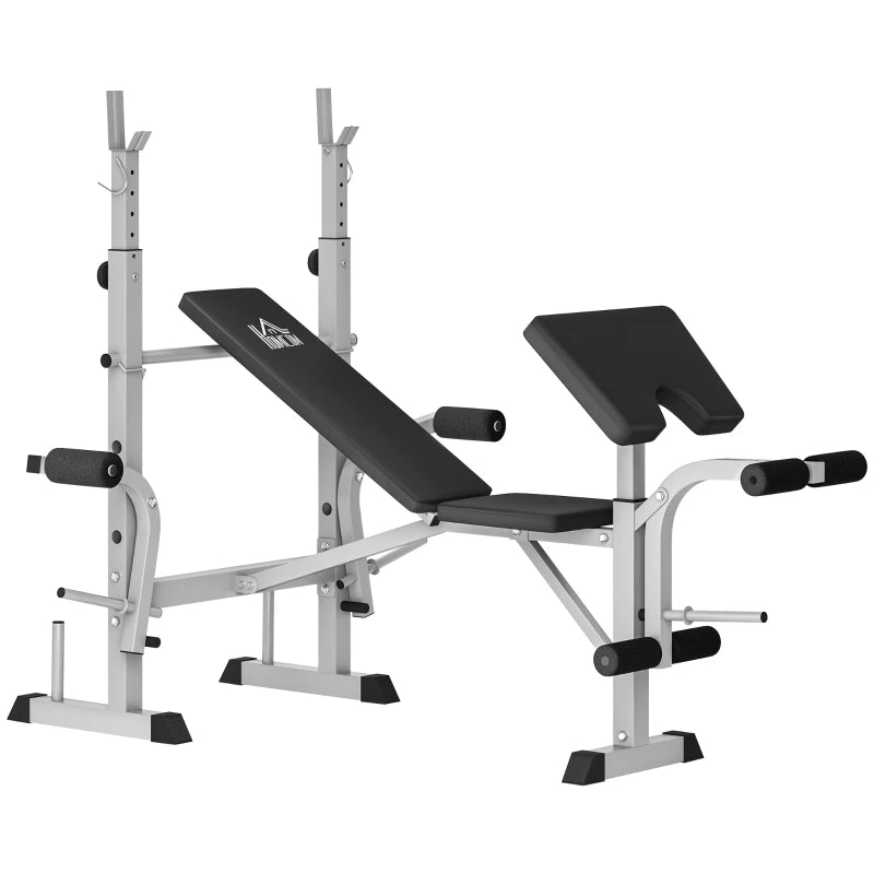 Workout Bench with Squat Rack, Preacher Pad & Leg Developer