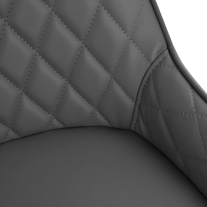 Stylish Grey Dining Chairs – PU Leather, Metal Legs -  Set of 2