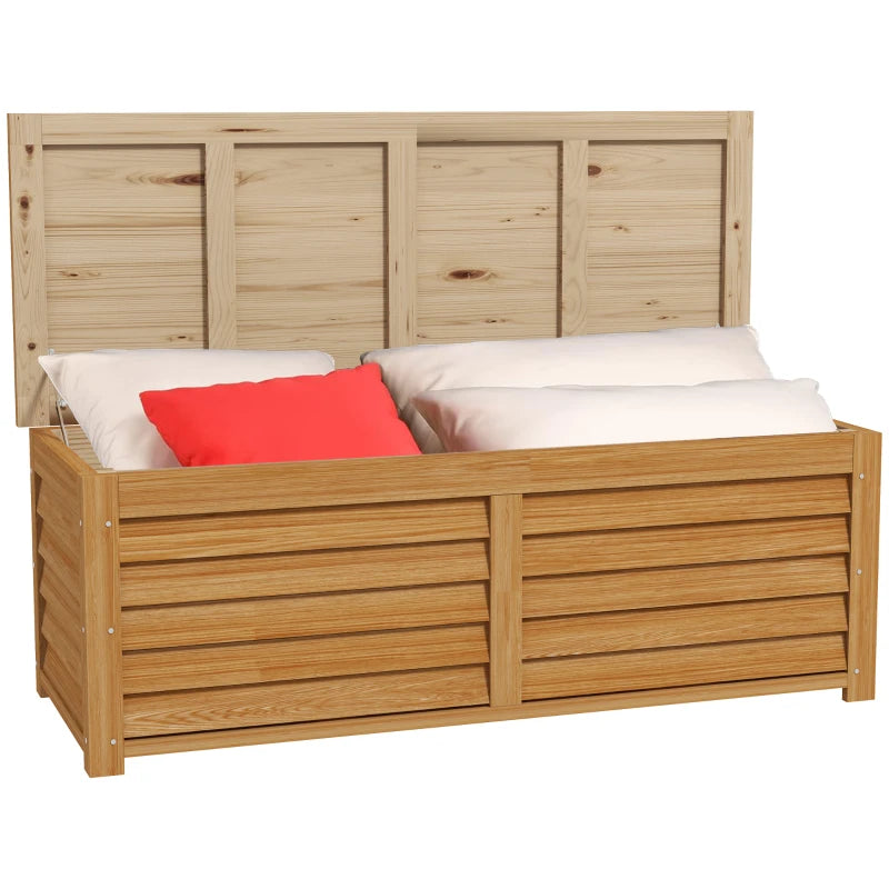Outdoor Wooden Deck Storage Box for Balcony, Porch & Poolside, Light Brown, 292L