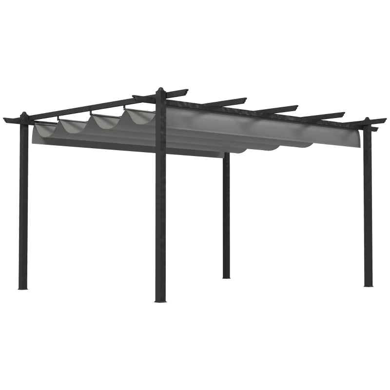 Stylish 4x3m Patio Pergola with Movable Roof, Weather-Resistant Outdoor Shade