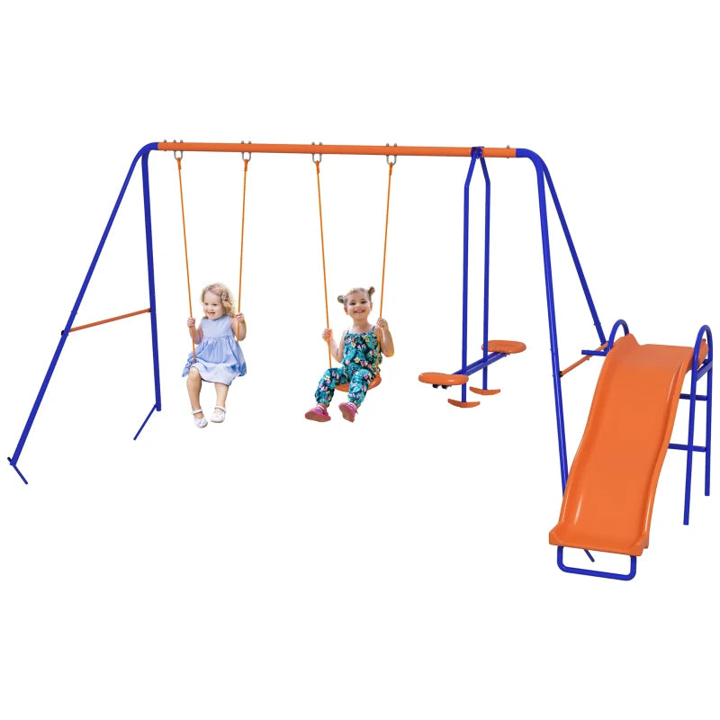 Metal Outdoor Swing Set for Kids – 4-in-1 with Swings, Slide, Glider & Ladder