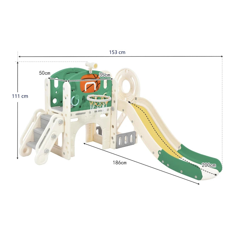 Kids Outdoor Play Equipment Combo with Slide, Tunnel, Ladder & Storage, Easy Assembly