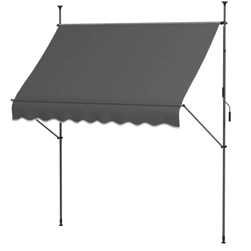 Free Standing Retractable Patio Awning with UV Resistant Sun Shade Dark Grey 2.5x1.2m