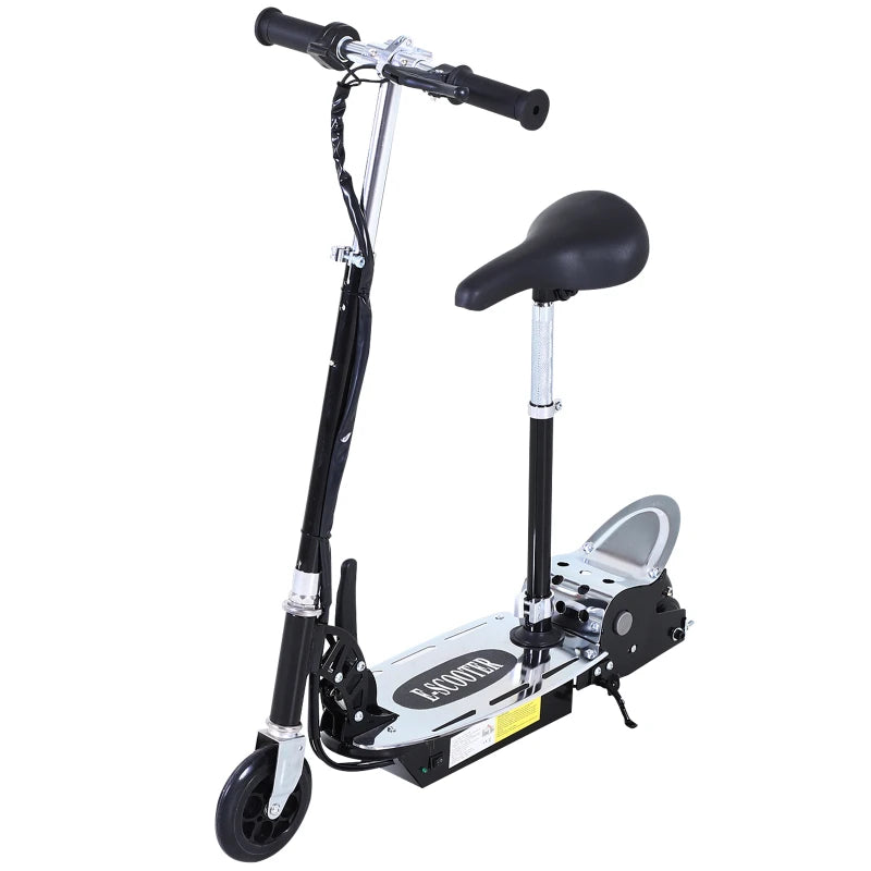 Adjustable Seat Foldable Scooter with Brake, Battery Powered – Black Ride-On